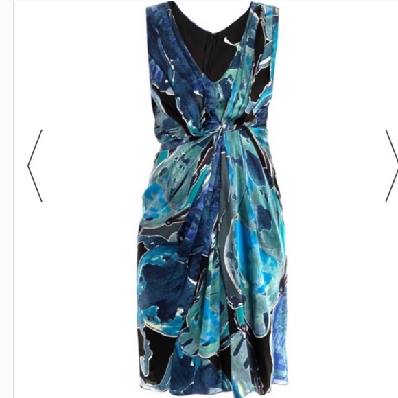 DVF Blue Silk Floral Weslie Drape Dress - Picture 6 of 11